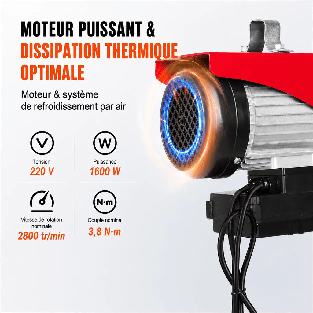 Ventilateur de refroidissement du moteur du palan, tension 220V et couple nominal 3,8 Nm