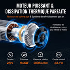 Vue interne du moteur 1600W en cuivre et de son système de refroidissement par air