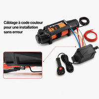 Câblage à code couleur du treuil pour le raccordement à la batterie