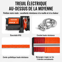 Finition noire mate résistante à la rouille, étanchéité IP55, crochet haute résistance et marquages rouges d'enroulement