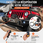 Récupération d'un 4x4 à l'aide du treuil, commandé par télécommande filaire ou sans fil de 20 m