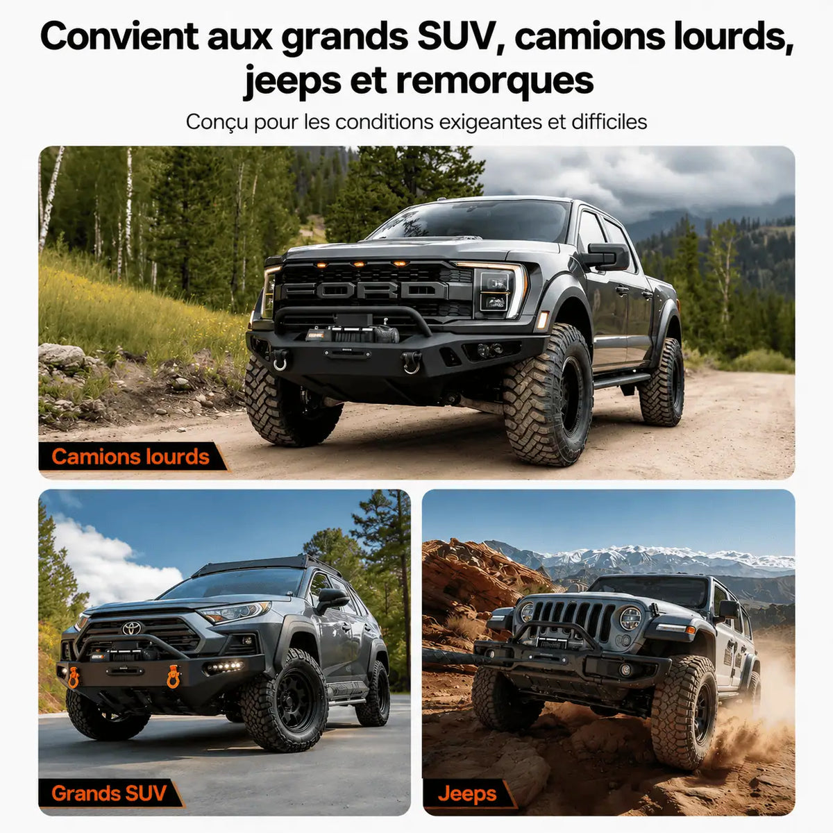 Treuil adapté aux grands SUV, camions lourds, jeeps et remorques
