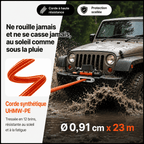 Corde synthétique UHMW-PE tressée 12 brins, diamètre 0,91 cm sur 23 m, résistante au soleil et à la pluie