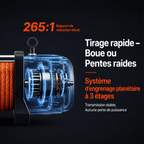 Système d'engrenages planétaires à trois étages, rapport de réduction de 265:1