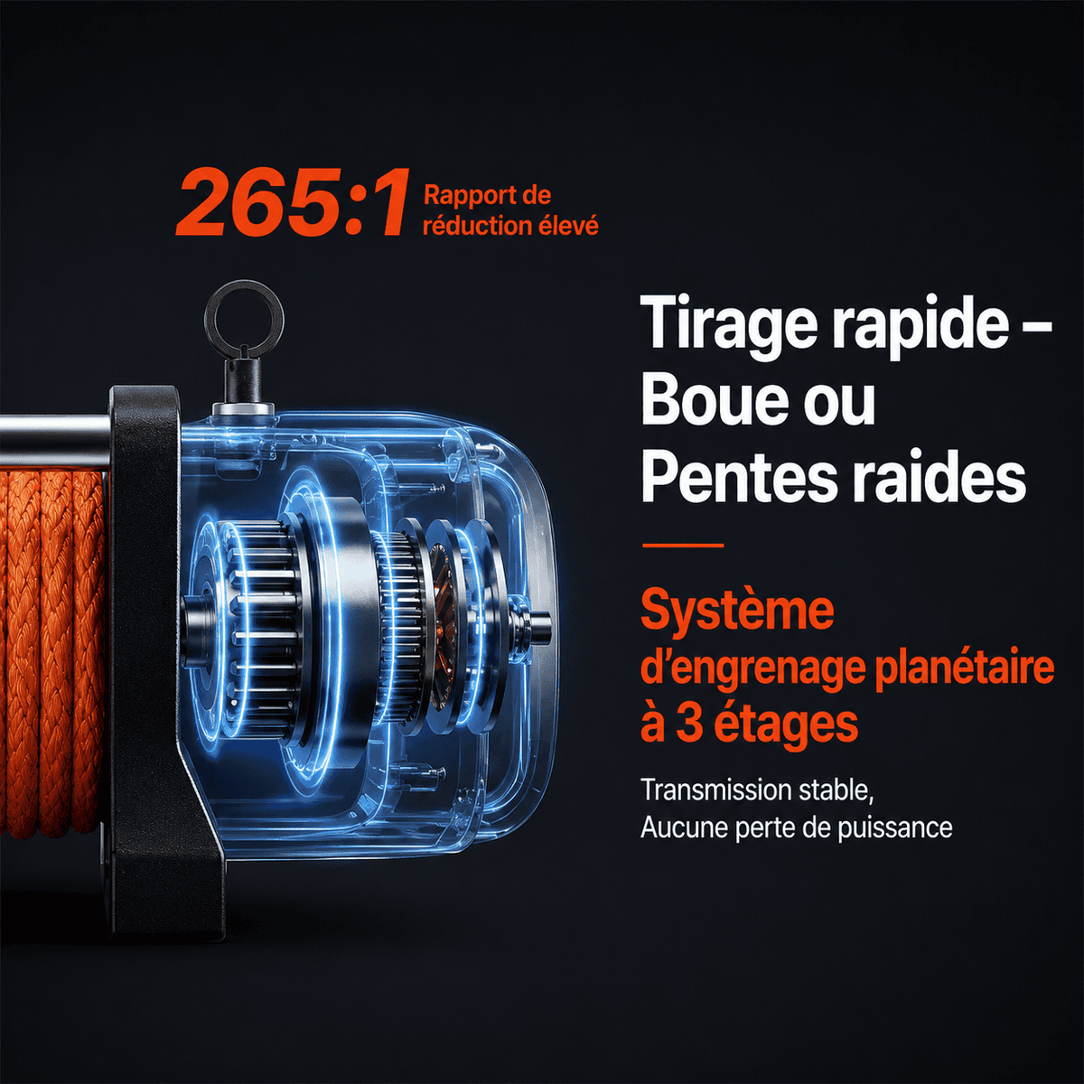 Système d'engrenages planétaires à trois étages, rapport de réduction de 265:1 Image