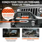 Treuil utilisé sur tous terrains et par tous les temps, corde synthétique haute résistance et protection IP55