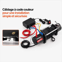 Câblage à code couleur du treuil avec boîtier de contrôle et connecteurs pour une installation sécurisée