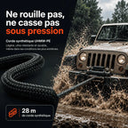 Corde synthétique UHMW-PE de 28 m résistante aux UV, à la pluie et à la fatigue