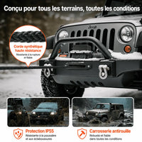 Treuil utilisé sur tous terrains, corde synthétique haute résistance et protection IP55