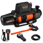 Treuil électrique 12V pour 4x4 avec corde synthétique orange, télécommande filaire, télécommande sans fil et câble d'alimentation
