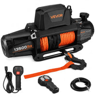 Treuil électrique 12V pour 4x4 avec corde synthétique orange, télécommande filaire, télécommande sans fil et câble d'alimentation