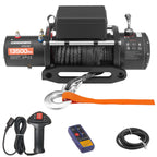 Treuil électrique 4x4 12V de 6100 kg avec corde synthétique, télécommande filaire, télécommande sans fil et câble d'alimentation