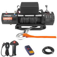 Treuil électrique 4x4 12V de 6100 kg avec corde synthétique, télécommande filaire, télécommande sans fil et câble d'alimentation
