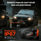 Treuil sous une pluie intense, indice de protection IP67 contre la poussière et l'eau