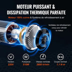 Vue interne du moteur en cuivre 220V 510W et de son système de refroidissement à air