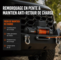 Remorquage en pente avec frein de maintien empêchant le retour de charge