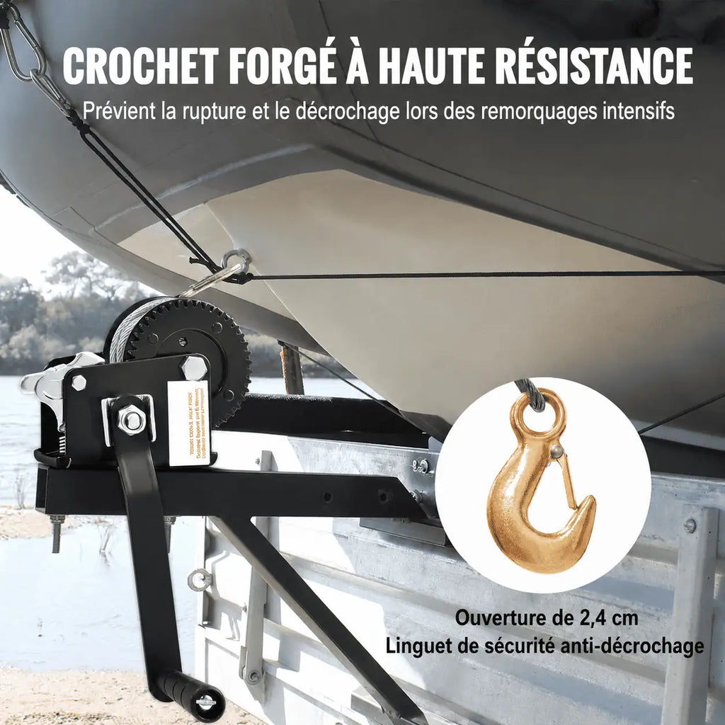 Crochet forgé à ouverture de 2,4 cm avec linguet de sécurité anti-décrochage