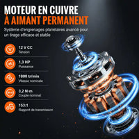 Moteur en cuivre à aimant permanent du treuil quad et son train d'engrenages planétaires